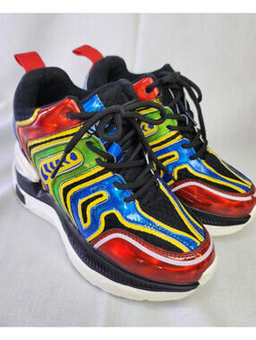 Raisins-01 Unisex Kids Multicolor Low Top Lace-Up Sneakers US 6.5 Textile
